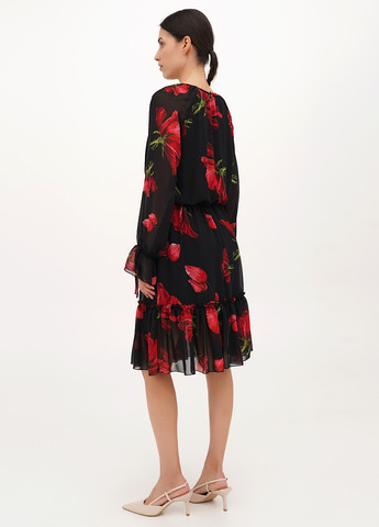 Черное кэжуал платье клеш My Caramele розы
