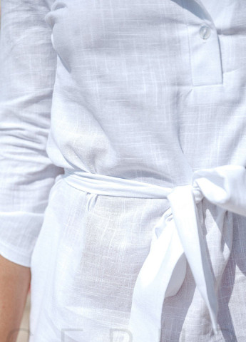 Белое кэжуал лаконичное платье-рубашка Gepur однотонное