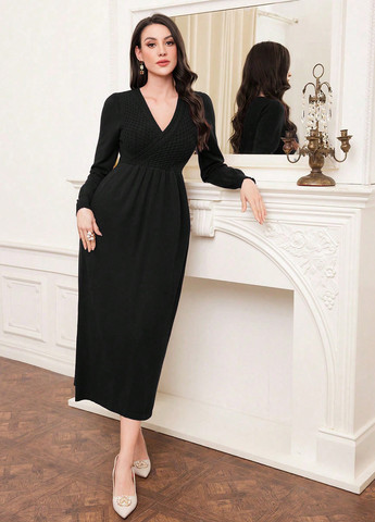 Черное кэжуал платье SHEIN однотонное