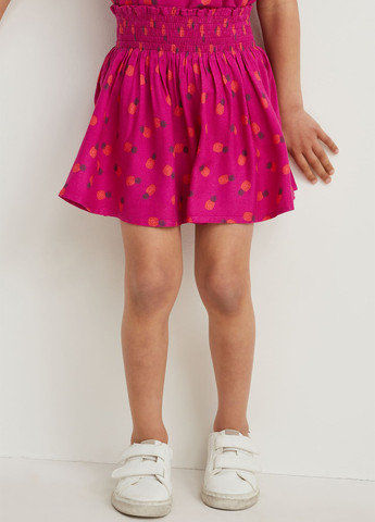 Фуксиновая кэжуал с рисунком юбка C&A клешированная