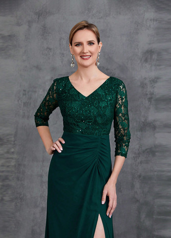 Темно-зеленое праздничный, вечернее платье клеш SHEIN однотонное