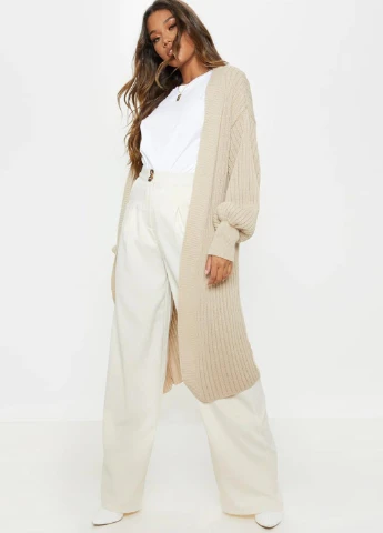 Бежевый демисезонный кардиган PrettyLittleThing