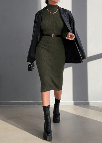 Темно-сіра святковий, кежуал сукня сукня светр, футляр SHEIN однотонна