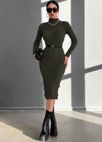 Темно-сіра святковий, кежуал сукня сукня светр, футляр SHEIN однотонна