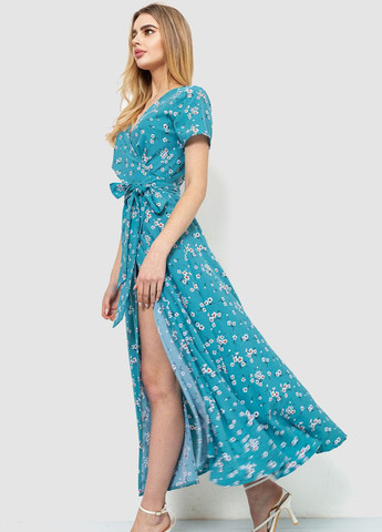 Бирюзовое кэжуал платье на запах Ager с цветочным принтом