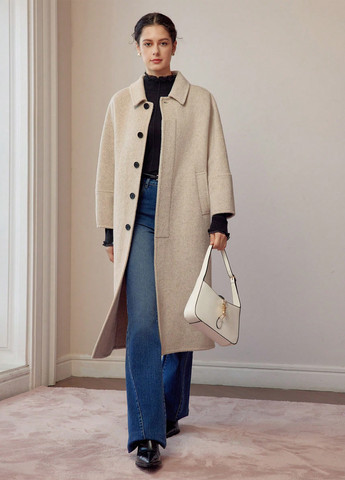 Бежевое демисезонное Пальто однобортное SHEIN