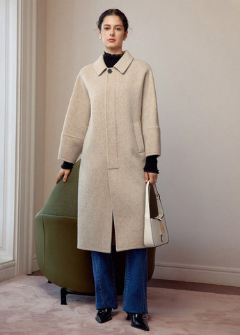 Бежевое демисезонное Пальто однобортное SHEIN