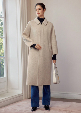 Бежевое демисезонное Пальто однобортное SHEIN