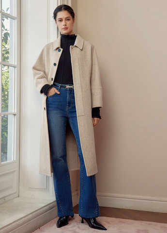 Бежевое демисезонное Пальто однобортное SHEIN