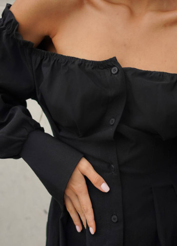 Черное кэжуал платье "" romashka, чёрный, l 13766 Ромашка однотонное