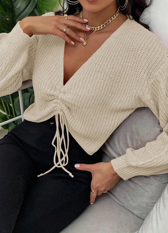 Кремовый демисезонный пуловер пуловер SHEIN