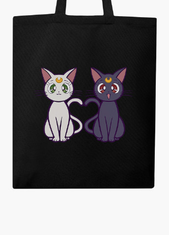 Еко сумка шоппер Місяць Кішки Сейлор Мун (anime Sailor Moon Cats) (9227-2849-BK) MobiPrint (236265548)