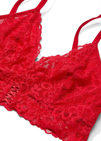Червоний тріенджел бюстгальтер Victoria's Secret без кісточок поліамід, мереживо