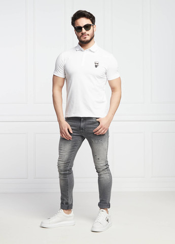 Белая футболка-поло для мужчин Karl Lagerfeld с логотипом