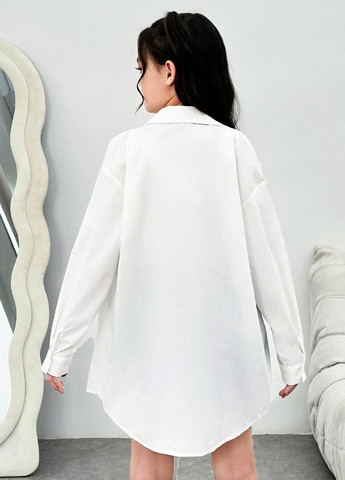 Белая кэжуал рубашка однотонная SHEIN