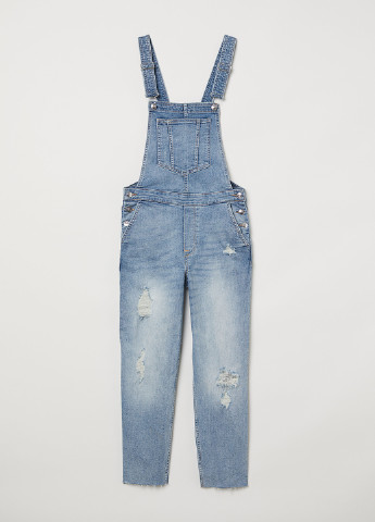 Комбинезон H&M комбінезон-брюки однотонний блакитний джинсовий