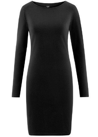 Черное деловое платье Oodji однотонное