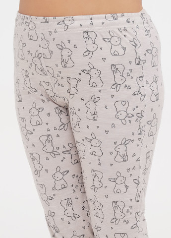 Светло-бежевая всесезон пижама (лонгслив, брюки) лонгслив + брюки Cotpark