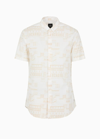 Молочная кэжуал рубашка с надписями Armani Exchange