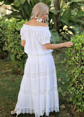 Белая кэжуал однотонная юбка Fresh cotton клешированная
