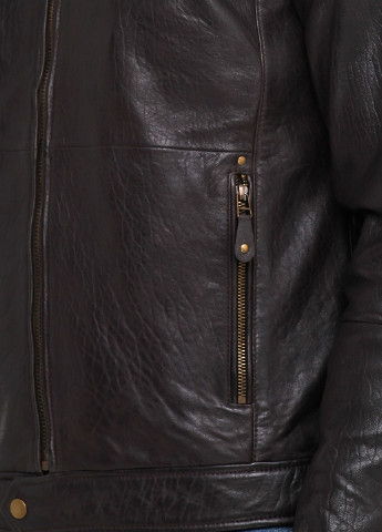 Темно-коричневая демисезонная куртка кожаная JCC