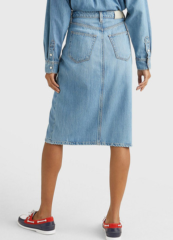 Голубая джинсовая с логотипом юбка Tommy Hilfiger