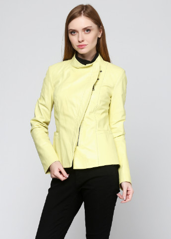 Желтая демисезонная куртка кожаная Vicentini