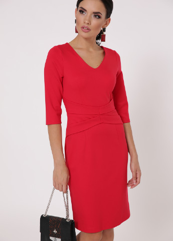 Красное кэжуал платье футляр TessDress однотонное