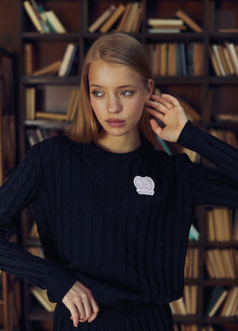 Черный демисезонный комплект (свитер, юбка) Gepur