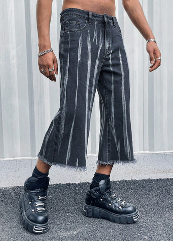 Темно-серые летние прямые, укороченные джинсы SHEIN