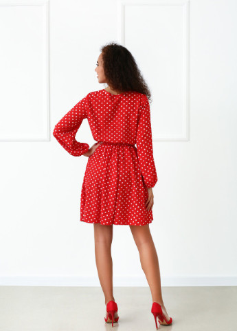Красное кэжуал платье Fashion Girl в горошек