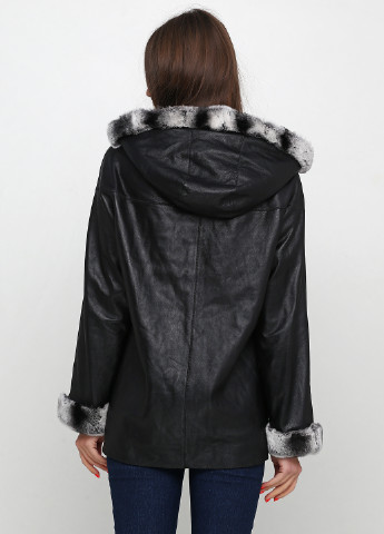 Черная демисезонная куртка кожаная двухсторонняя Vicentini