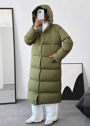 Оливковая (хаки) зимняя куртка куртка-одеяло SHEIN