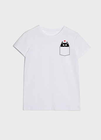 Белая летняя футболка женская базовая black cat KASTA design