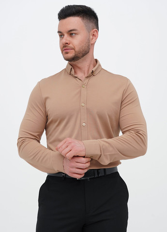 Песочная кэжуал, классическая рубашка однотонная Trend Collection