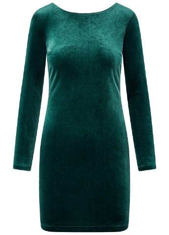Бутылочное зеленое коктейльное платье Oodji однотонное
