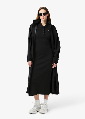 Черное кэжуал платье поло Lacoste однотонное
