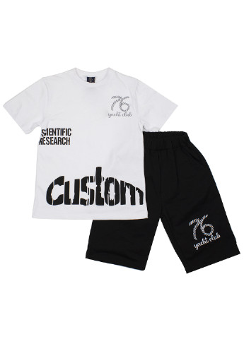 Чорно-білий літній комплект (футболка, шорти) GMC
