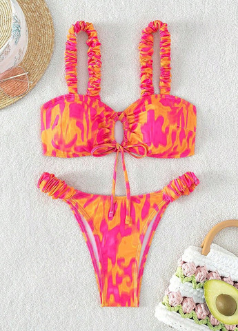 Розовый летний купальник (лиф, трусики) раздельный SHEIN