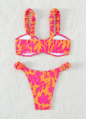 Розовый летний купальник (лиф, трусики) раздельный SHEIN