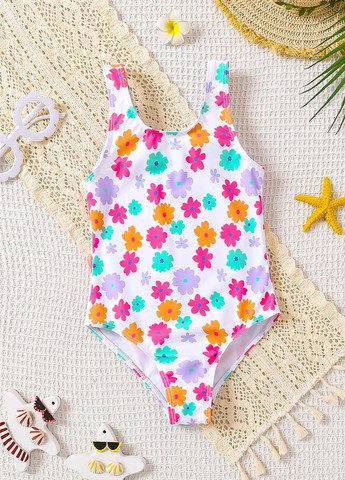 Белый летний купальник слитный SHEIN