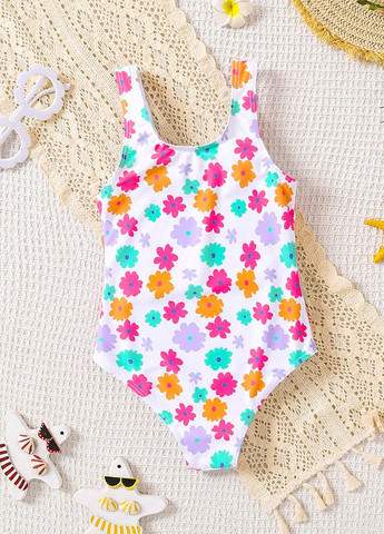 Белый летний купальник слитный SHEIN