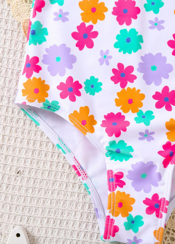 Белый летний купальник слитный SHEIN