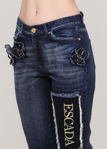 Темно-синие демисезонные прямые, укороченные джинсы Escada