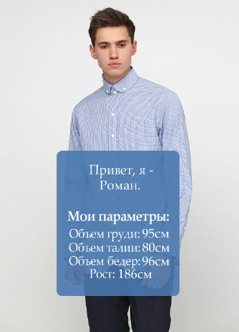 Голубой кэжуал рубашка в клетку Ralph Lauren с длинным рукавом