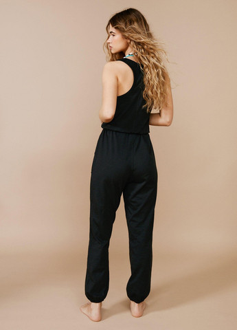 Комбинезон Nasty Gal комбинезон-брюки однотонный чёрный домашний хлопок, трикотаж