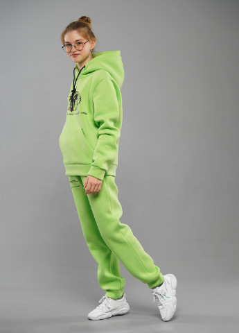 Зелений зимній зелений модний зимовий спортивний костюм з написами брючний Sinthia