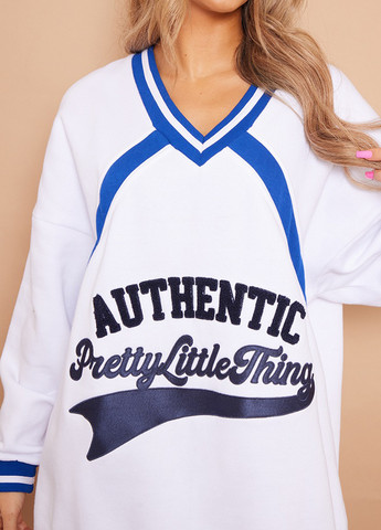 Білий кежуал, спортивна сукня сукня-світшот PrettyLittleThing однотонна