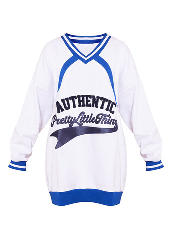 Білий кежуал, спортивна сукня сукня-світшот PrettyLittleThing однотонна