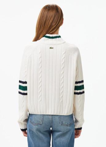 Белый демисезонный свитер Lacoste